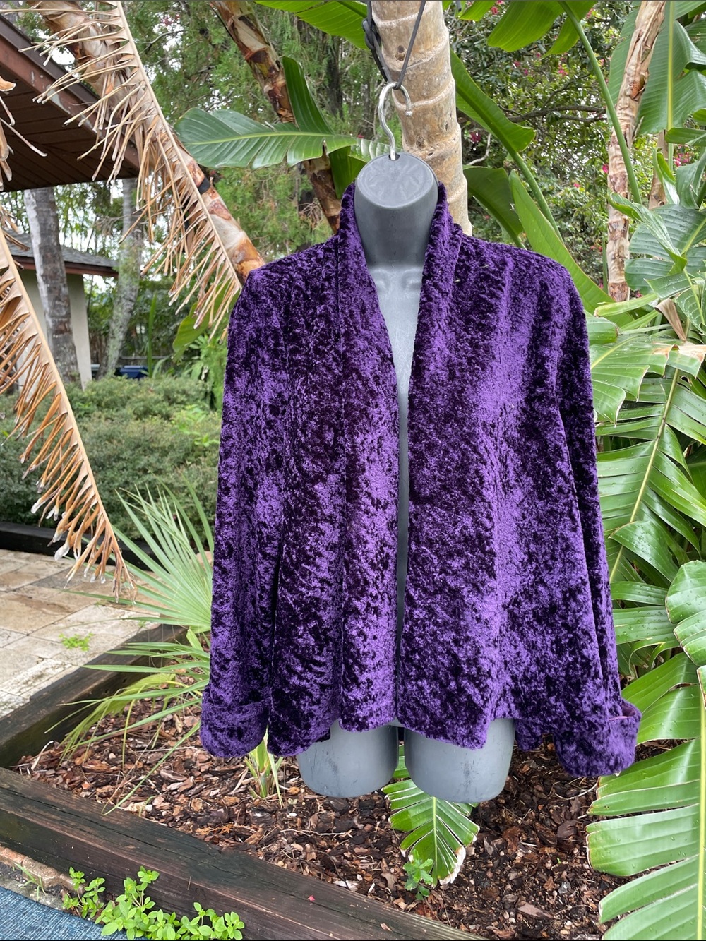 purple crushed velvet swing jacket